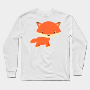 Playful red fox cute animal kawaii woodland creature fairytale children kids whimsical Long Sleeve T-Shirt